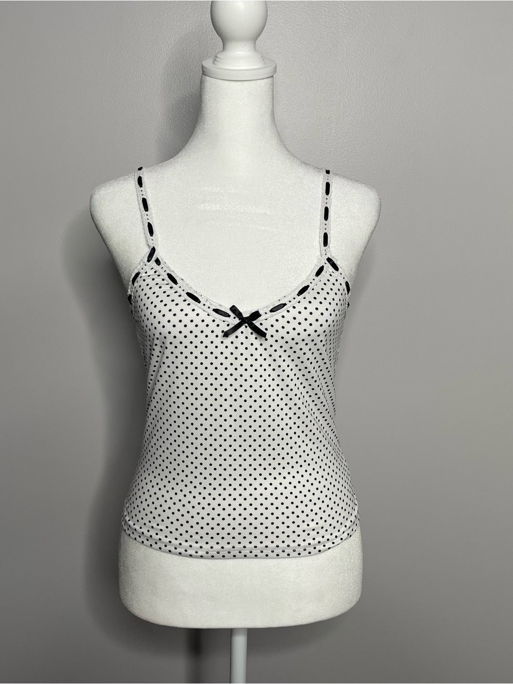 White Polka Dot Babydoll Cami Top Small